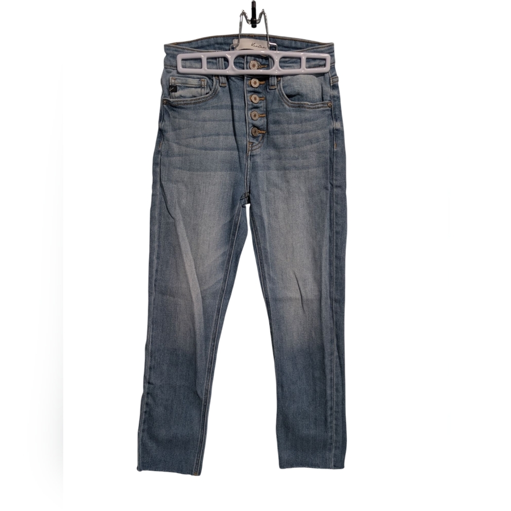 KanCan High Rise Skinny Jeans Medium Wash Button Fly Raw Hem Size‎ 3 25